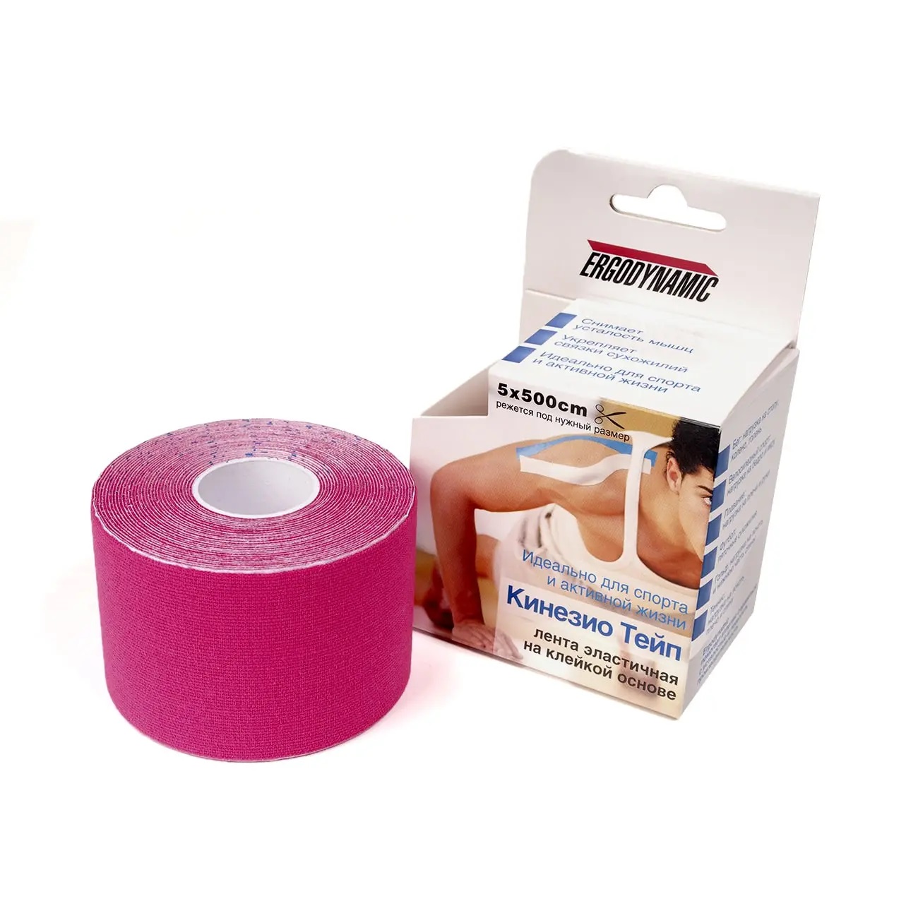 КИНЕЗИО ТЕЙП ERGODYNAMIC(ЛЕНТА НА КЛЕЙКОЙ ОСНОВ)5*500СМ РОЗ/БЕЖ/ГОЛ