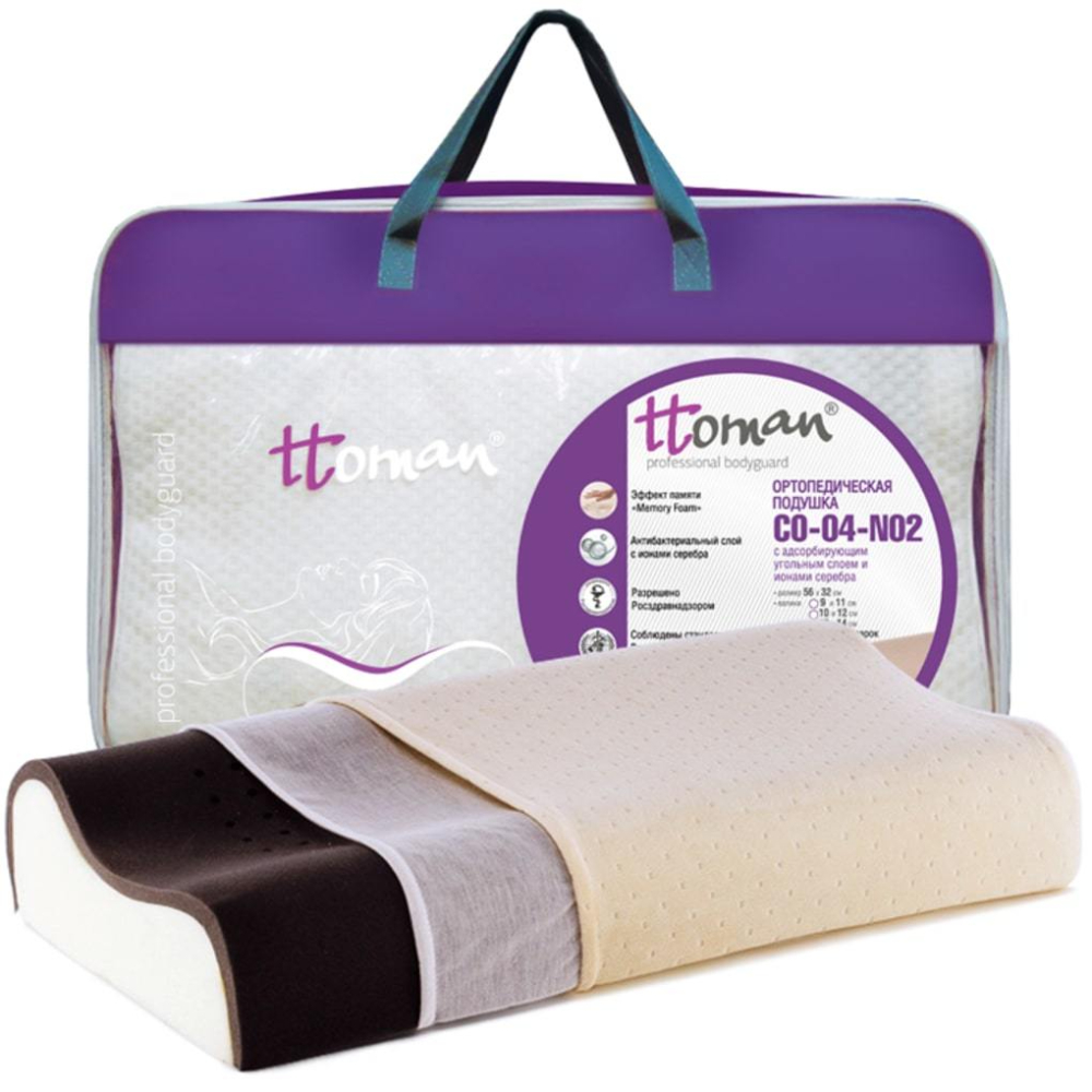 ПОДУШКА LUOMMA ОРТОПЕДИЧЕСКАЯ С ИОНАМИ СЕРЕБРА CO-04-NO.2