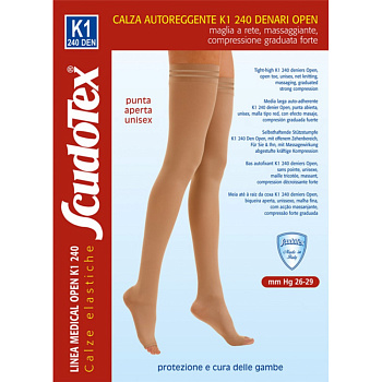 ЧУЛКИ КОМПРЕССИОННЫЕ 2КЛ SCUDOTEX UNISEX ОТКР МЫСОК БЕЖ 833